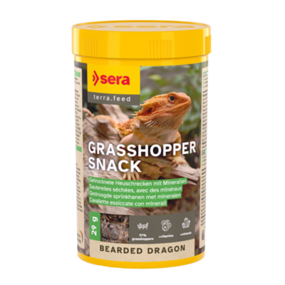 SERA Bearded Dragon Grasshopper Snack 250ml -  Sauterelles séchées pour Dragons barbus