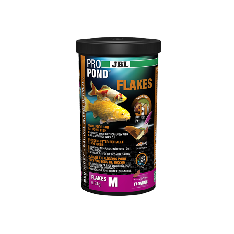 JBL ProPond Flakes M 130 g- Nourriture en flocon pour poissons de bassin à  petit prix chez Aquario&Co