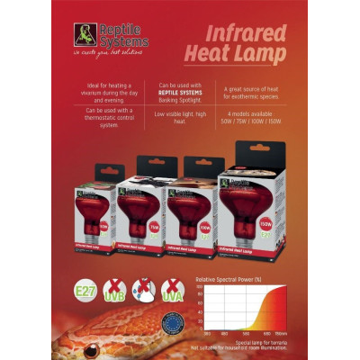 REPTILE SYSTEMS Basking Solar Red Heat Lamp 150 W- Infrarot-Heizlampe