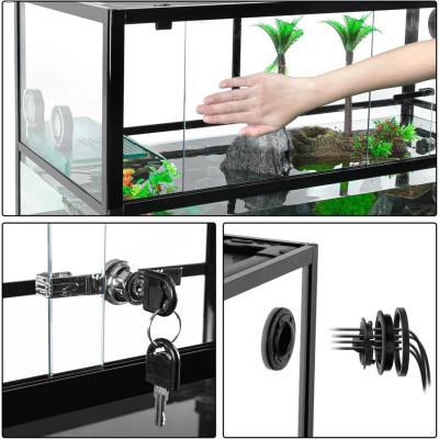 REPTI ZOO Aquaterrarien-Set 120 x 45 x 45 cm – für Wasserschildkröten