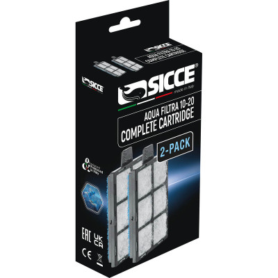 SICCE AQUA FILTRA 10-20 Complete Cartridge (2 Pack) - Cartouche de remplacement filtre