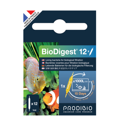 PRODIBIO Biodigest 12 ampoules- Bactéries pour aquarium